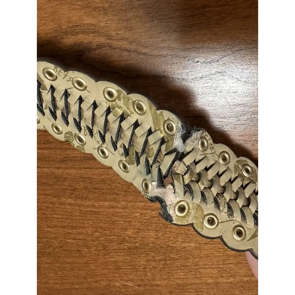 Betsey Johnson Vintage Brown Braided Leather Belt with Studs – 39” - Image 8