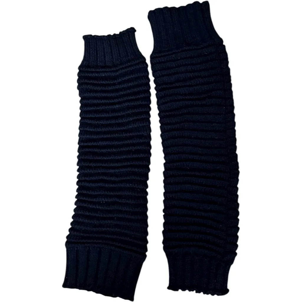 Black Ribbed Cold Weather WInter Leg Warmers - Image 3