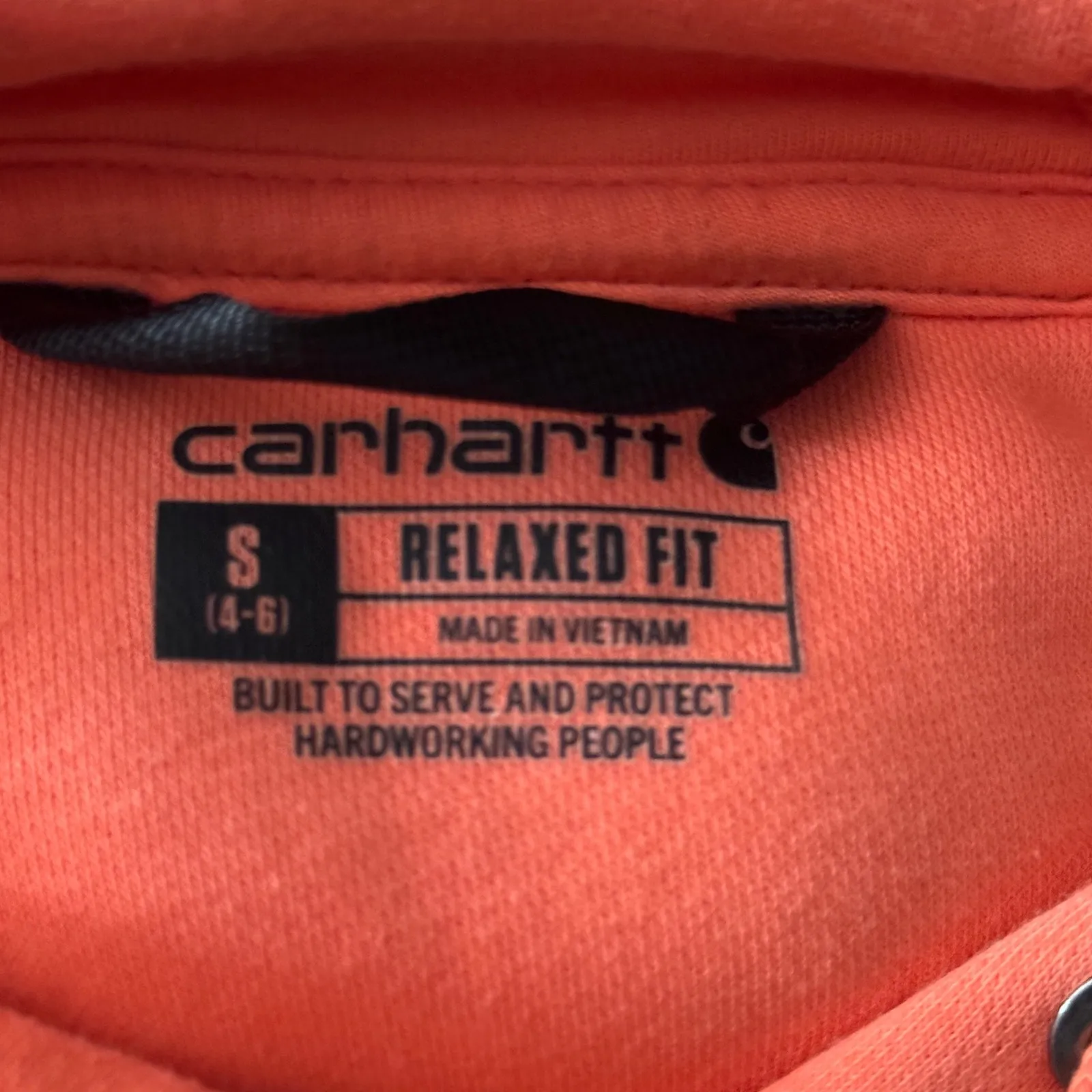 Carhartt Relaxed Fit Hoodie Womens‎ Small Coral Pullover Streetwear Workwear Y2K - Image 6