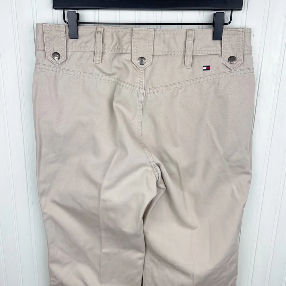 Vintage Y2K Tommy Hilfiger Zip Pocket Cargo Utility Wide Leg Pants Tan Size 8 - Image 6