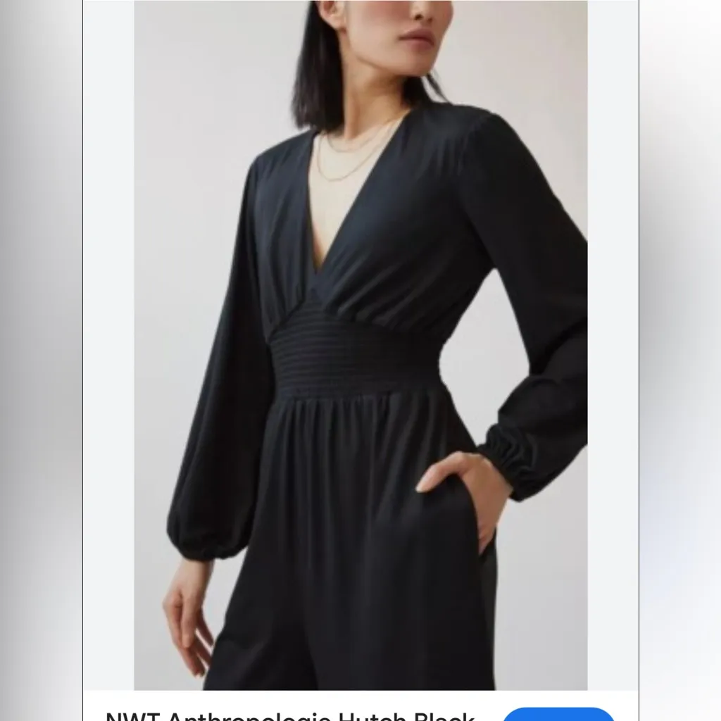 Anthropologie Petite Hutch V-Neck Wide Leg Jumpsuit Sz MP - Image 2