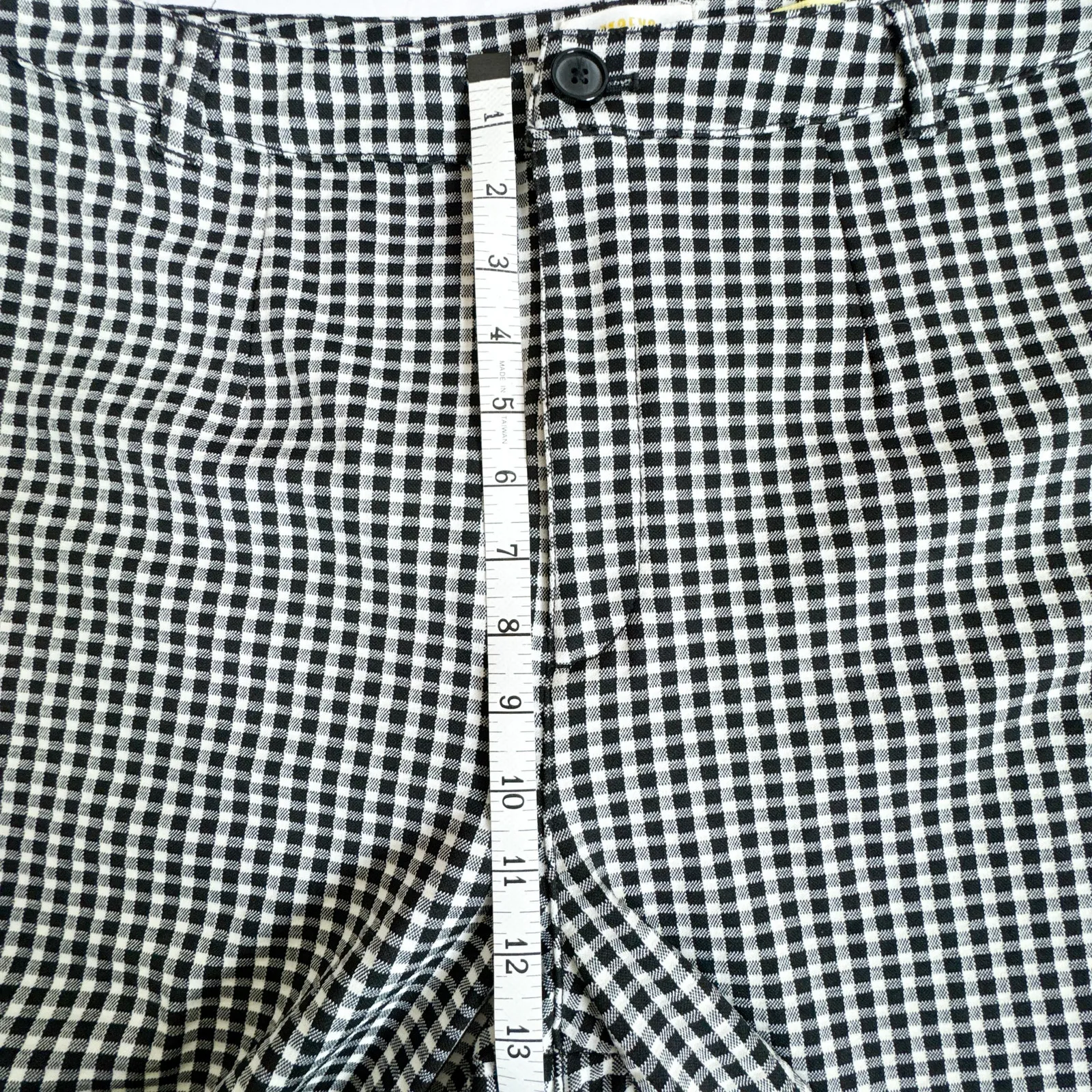 Maeve Anthropologie Gingham Slim Ankle Pants Black White Size 14 - Image 10