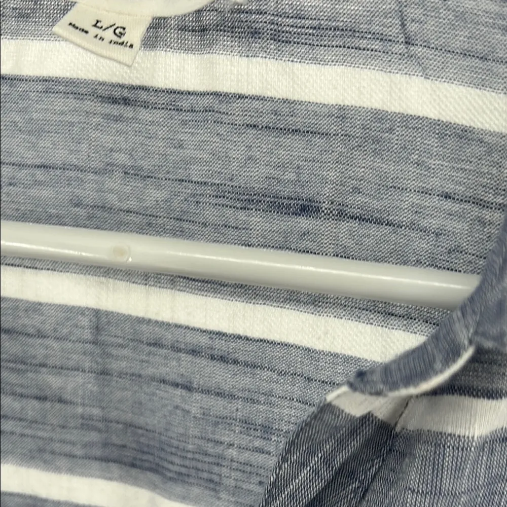 Beachlunchlounge Blue and White Striped Tunic cotton L long sleeve lightweight - Image 4