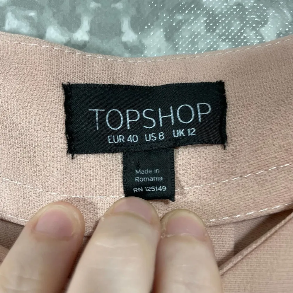 Topshop Blush Pink Y2K Cold Shoulder Ruffle Top - Size 8 - Wide Strap, Box Pleat - Image 4