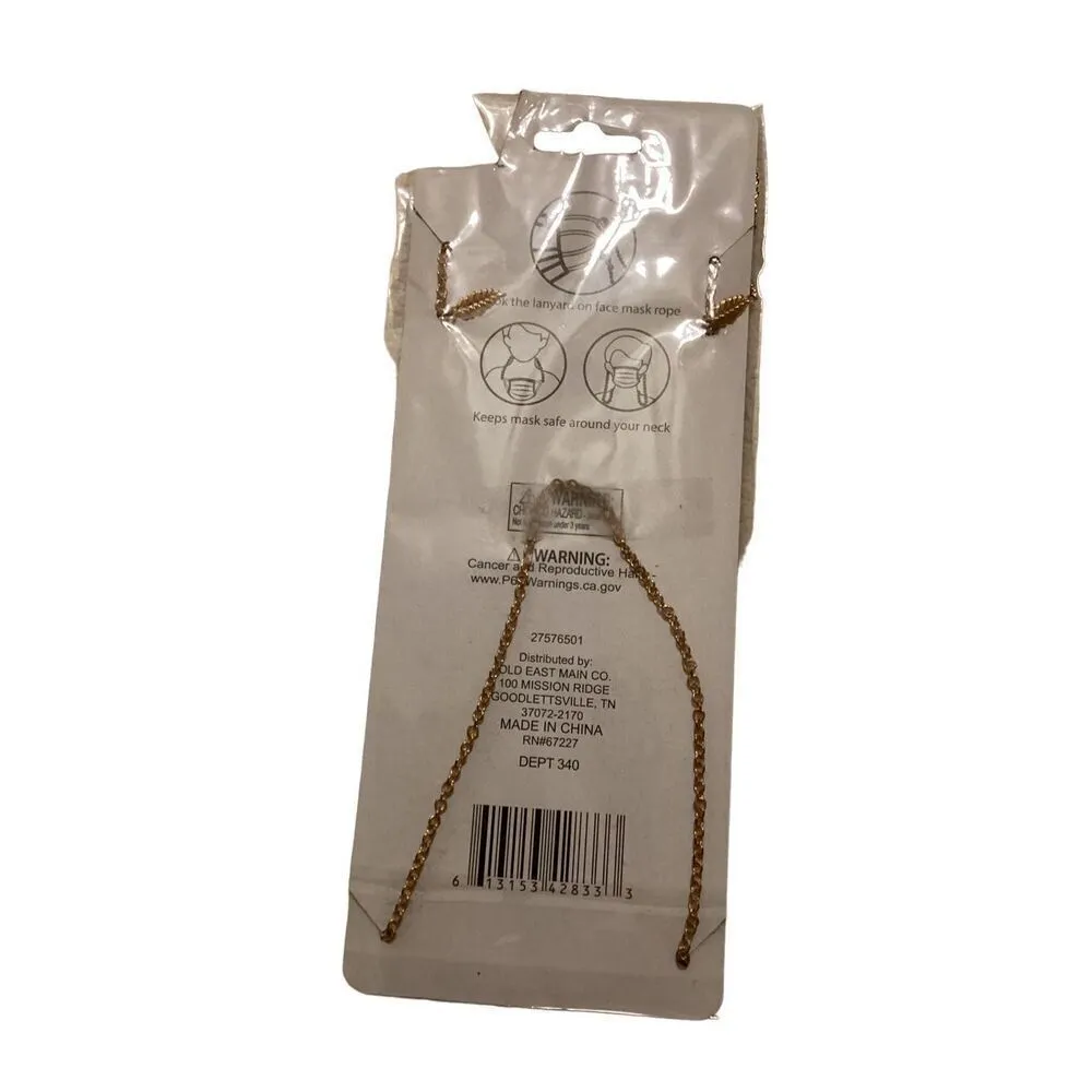 NWT Adult Mask Chain Lanyard Leaves Floral Fall Faux Gold Classy Everyday - Image 2