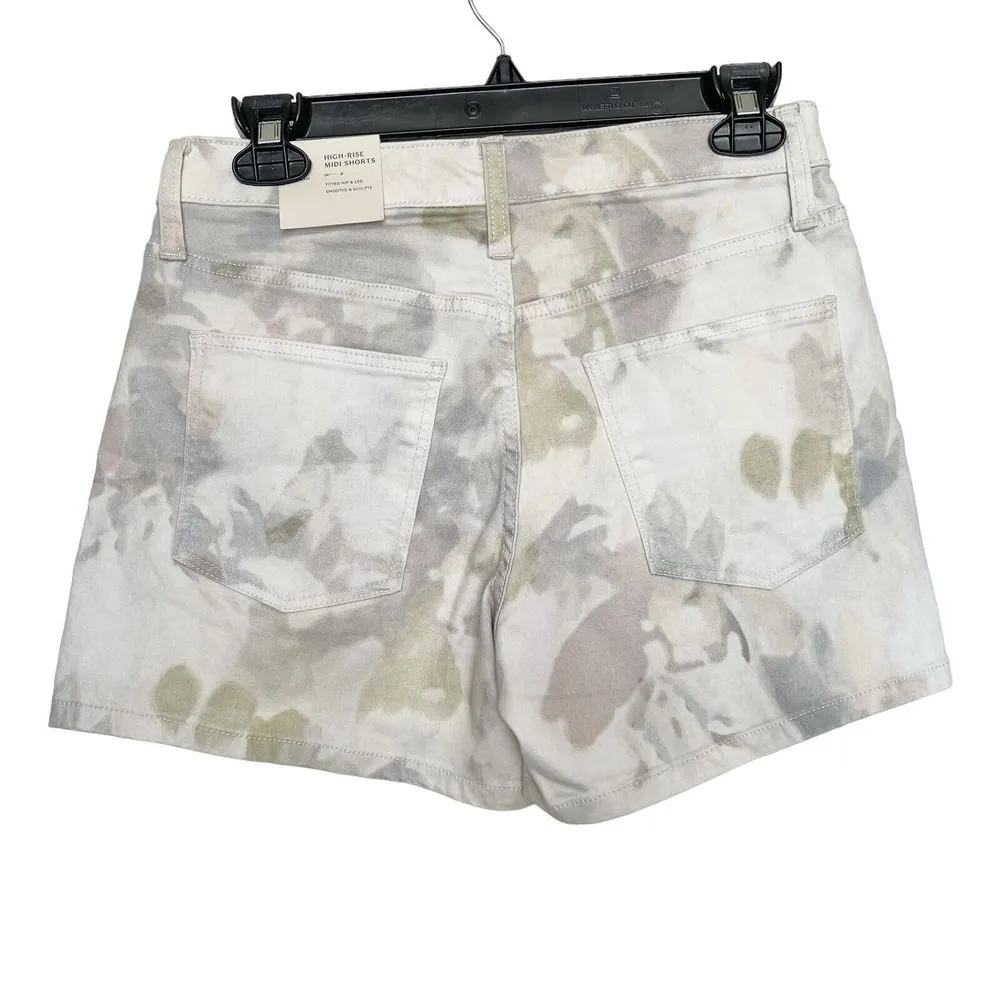 A New Day Womens Shorts Sz 4 Floral Print White High Rise Midi Smooth Sculpts - Image 2