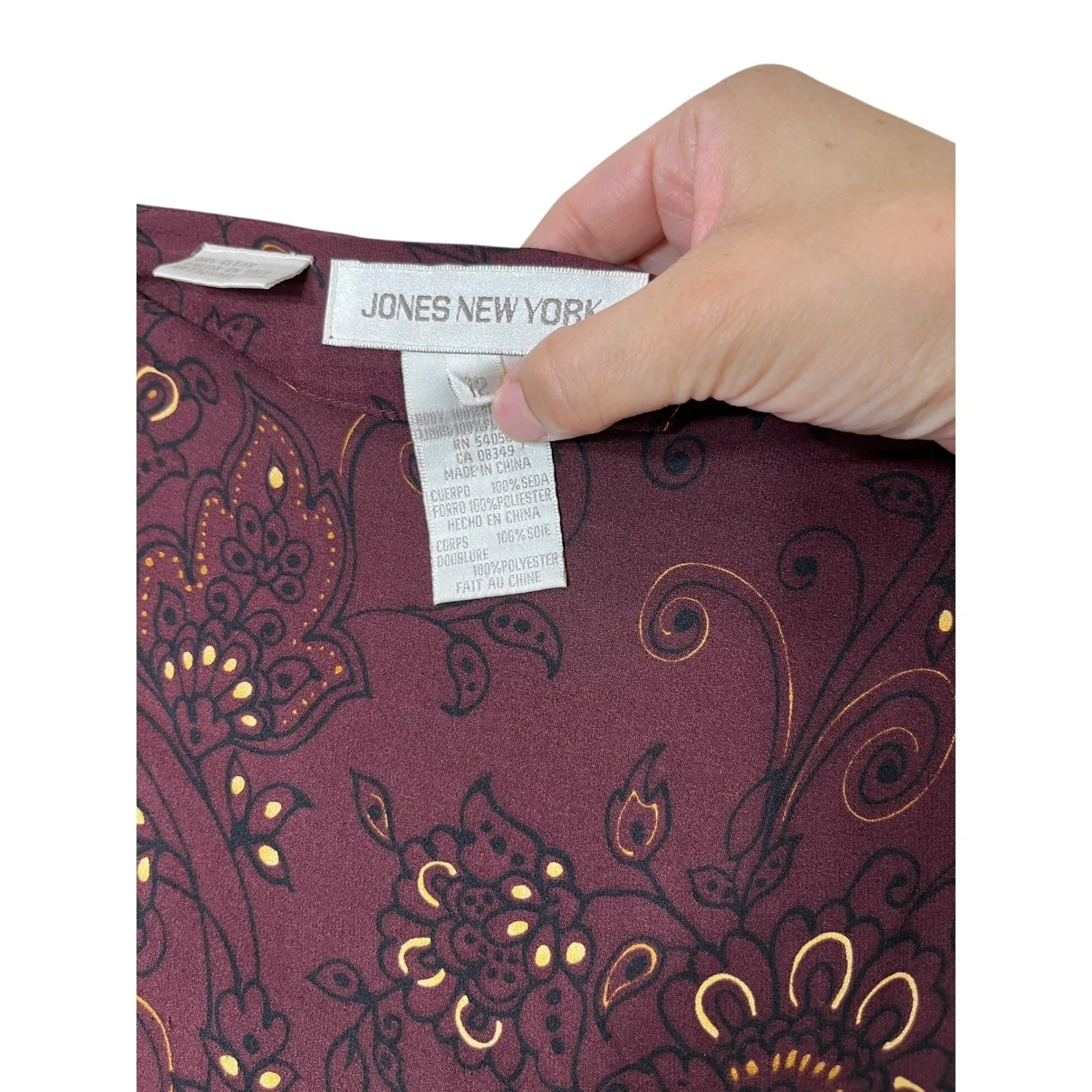 Vintage Jones New York Purple Floral Paisley Silk Maxi Skirt - Image 6