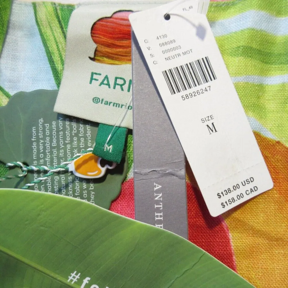 NWT FARM Rio x Anthropologie Nisa Cashew Print Linen Mini Dress M - Image 3