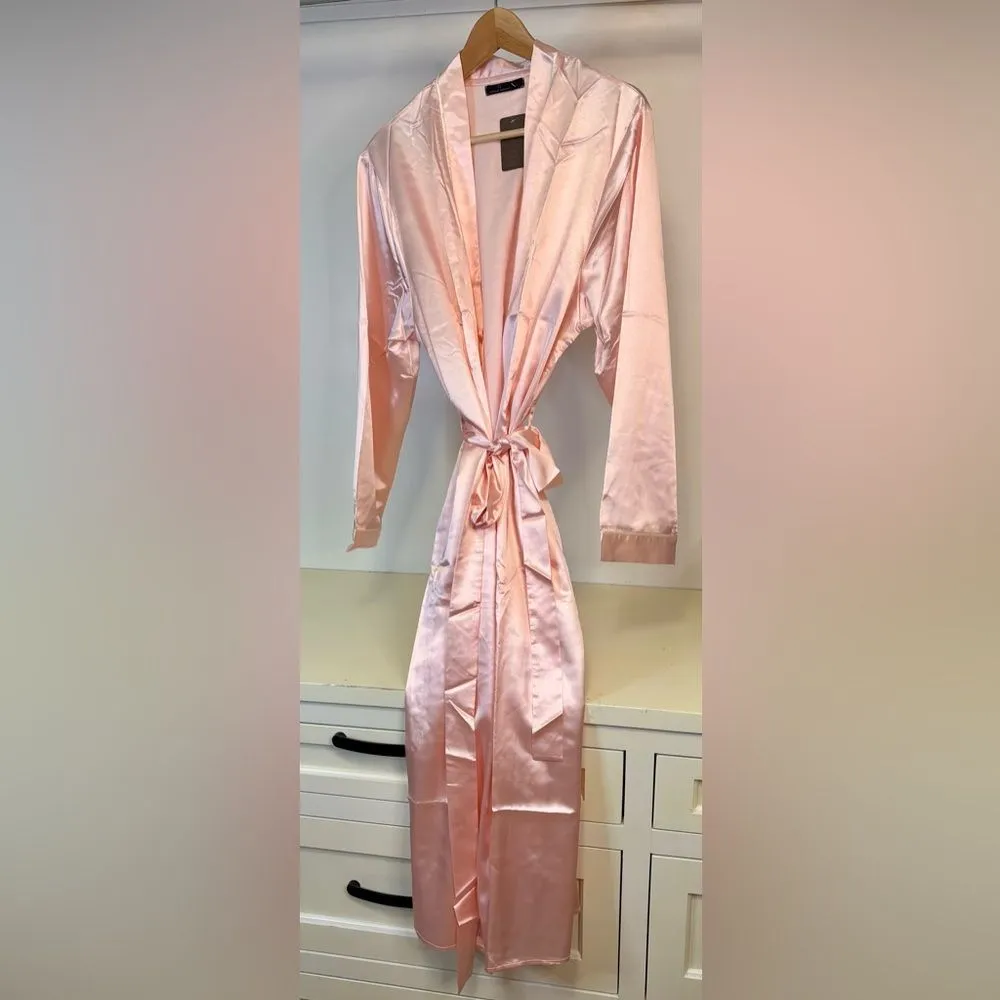 NWT Noble Mount Elegant Pink Satin Robe Size L - Image 2