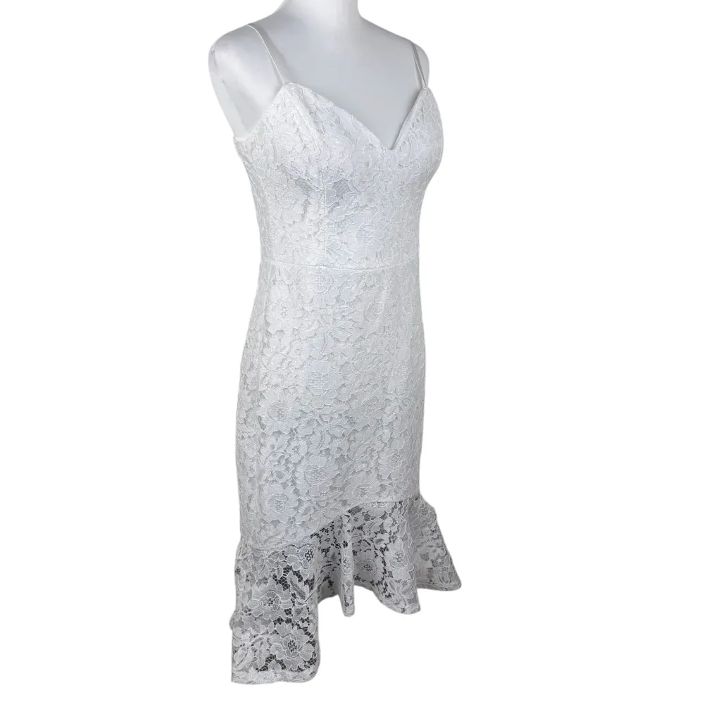 NWT Guess White Lace Flounce Midi Mermaid Wedding Bridal Party Dress Size 8 - Image 10