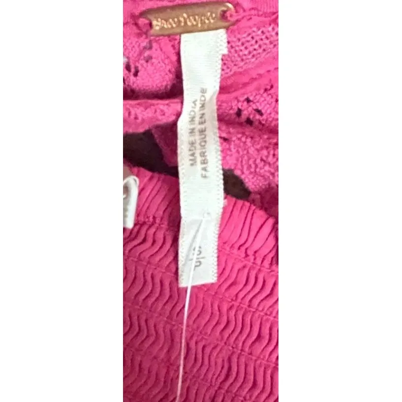 Free People Magentiful Eleanor Halter Top Skirt Set Pink Eyelet Crochet Sz Small - Image 11