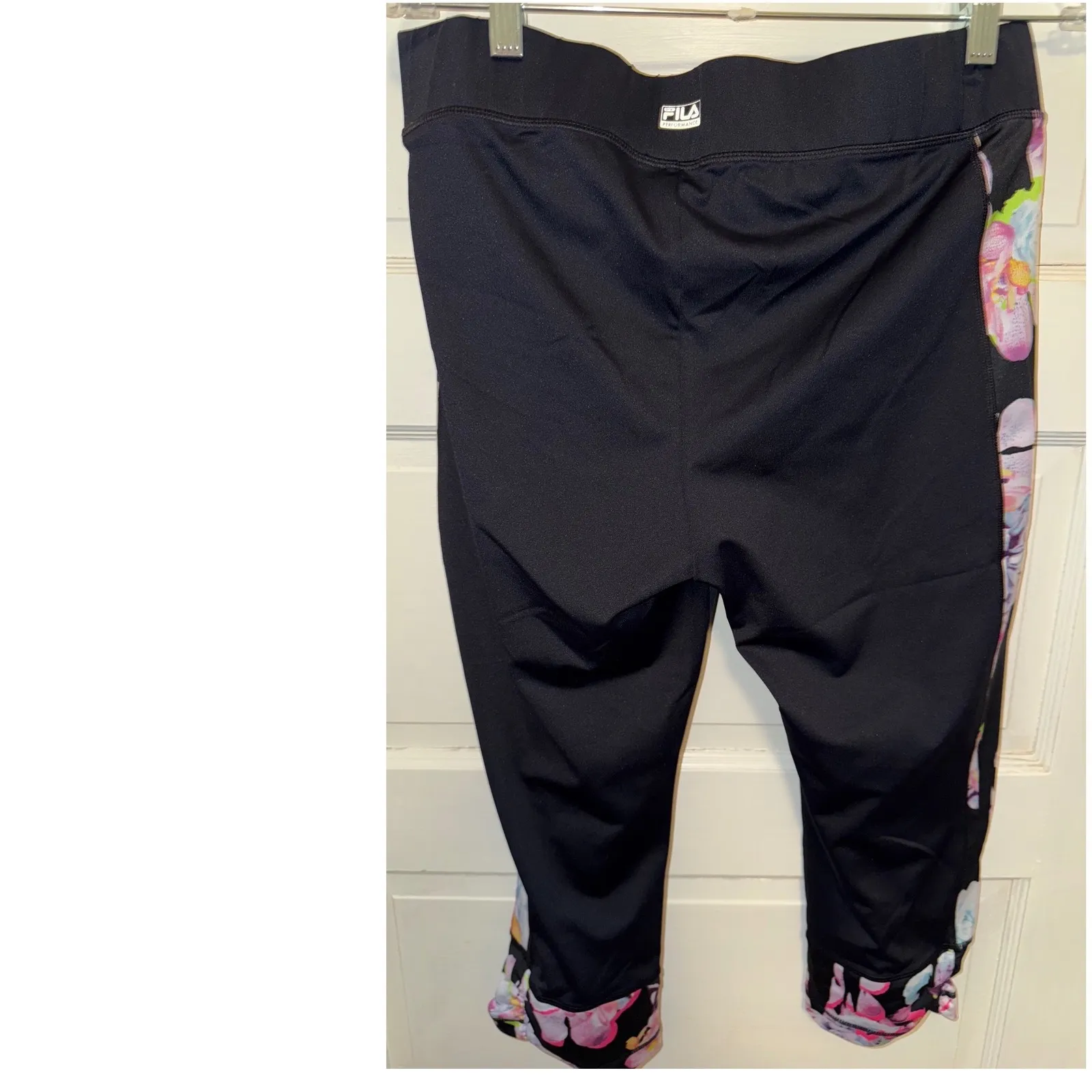 Fila Women's Black Floral Trim Full Zip Hoodie Pants Athletic Set Size L - Image 10