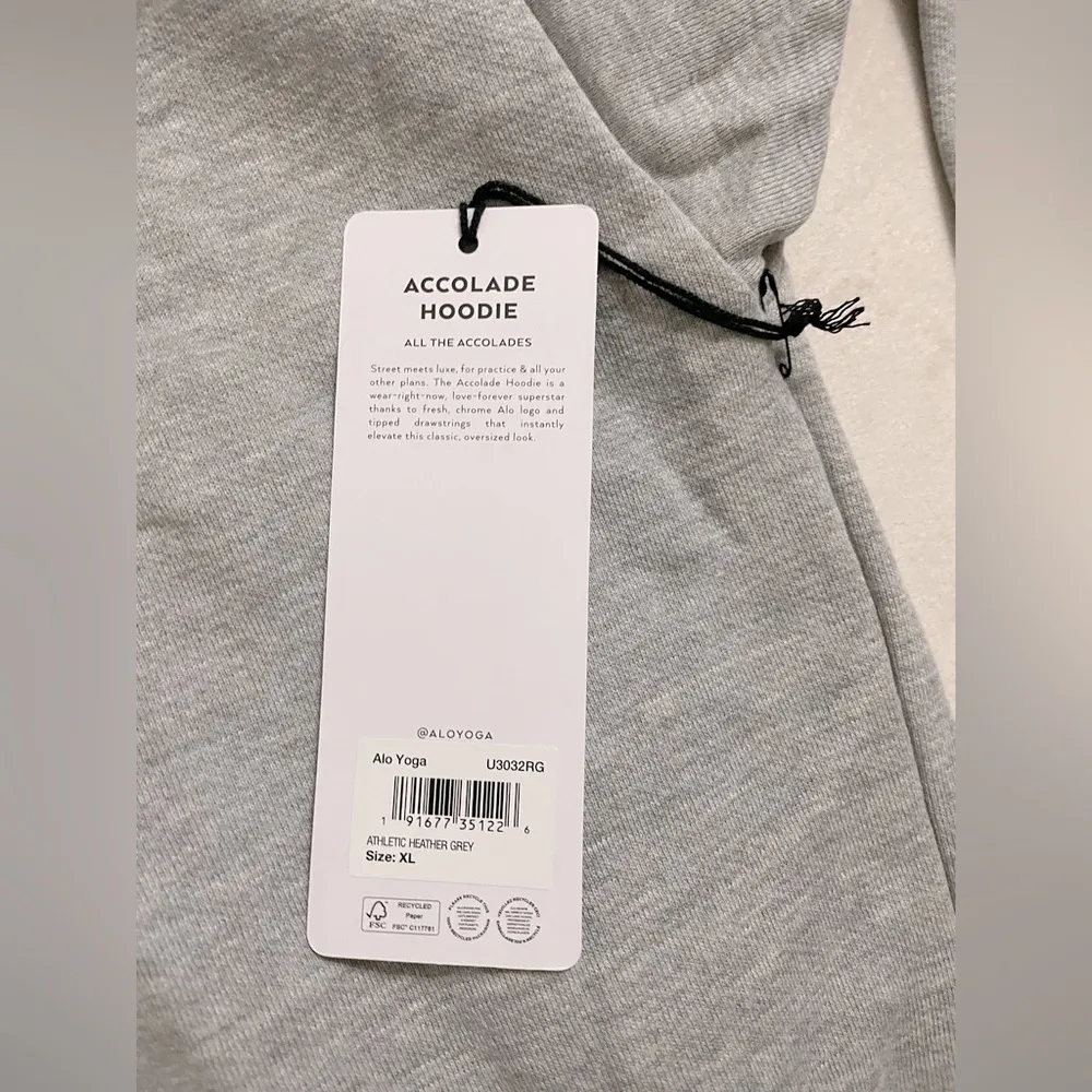 NWT Alo Yoga Accolade Hoodie Athletic Heather Grey Size XL - Image 10