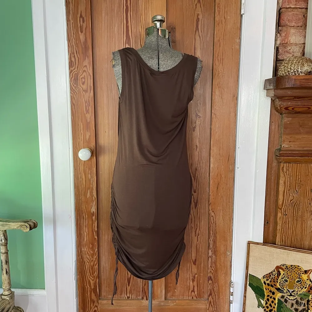 BCBG Maxazria Swim Chocolate Brown Ruched Tie Side Tank Dress - Sz Med 💚🎀 - Image 6