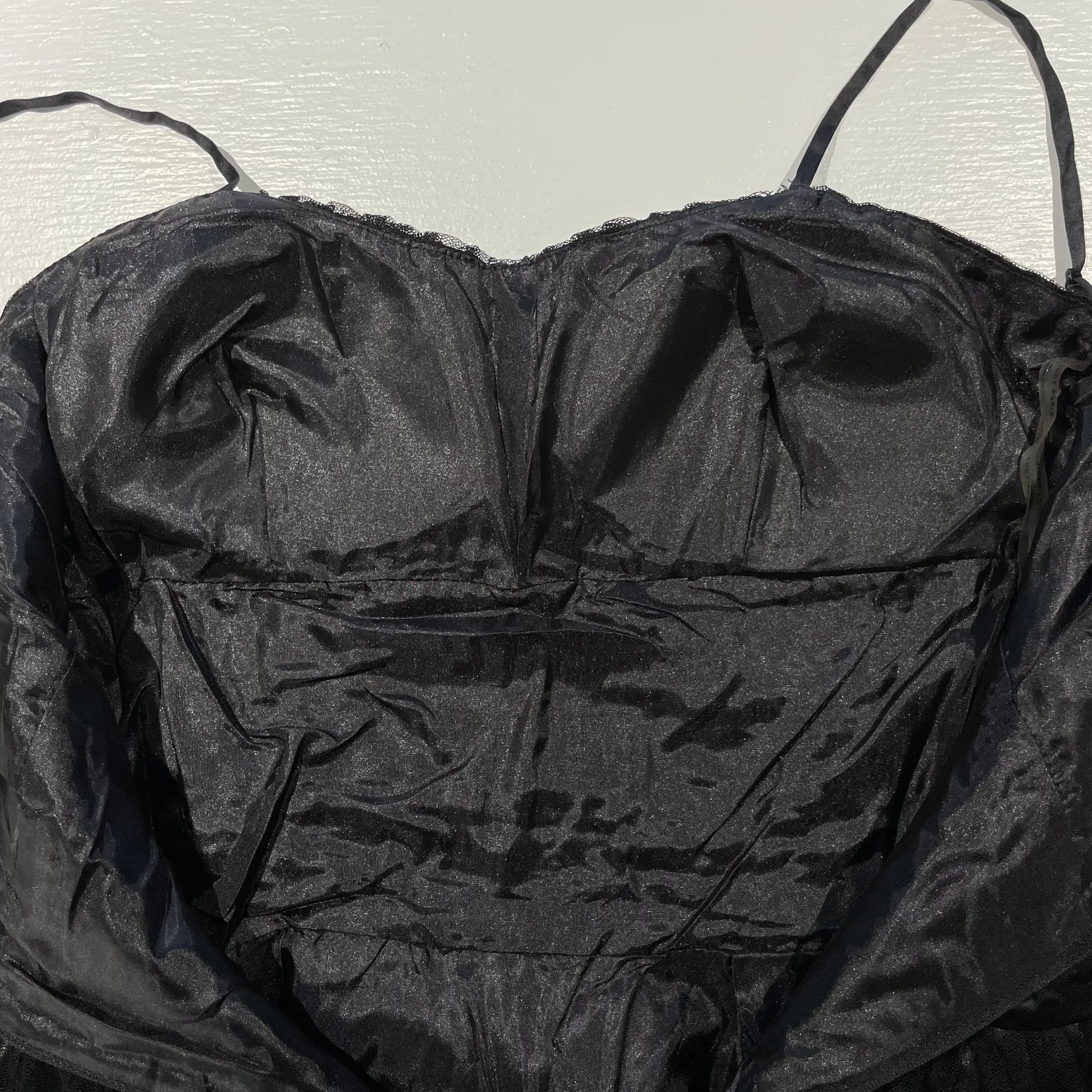 New  Glitter Polka Dot Tulle Satin Ruched Waist Dress Black - Image 20