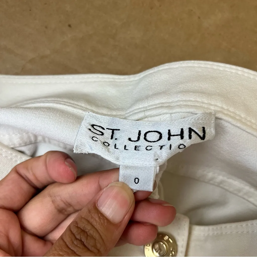 St. John White Cropped Straight Leg Pants - Image 11