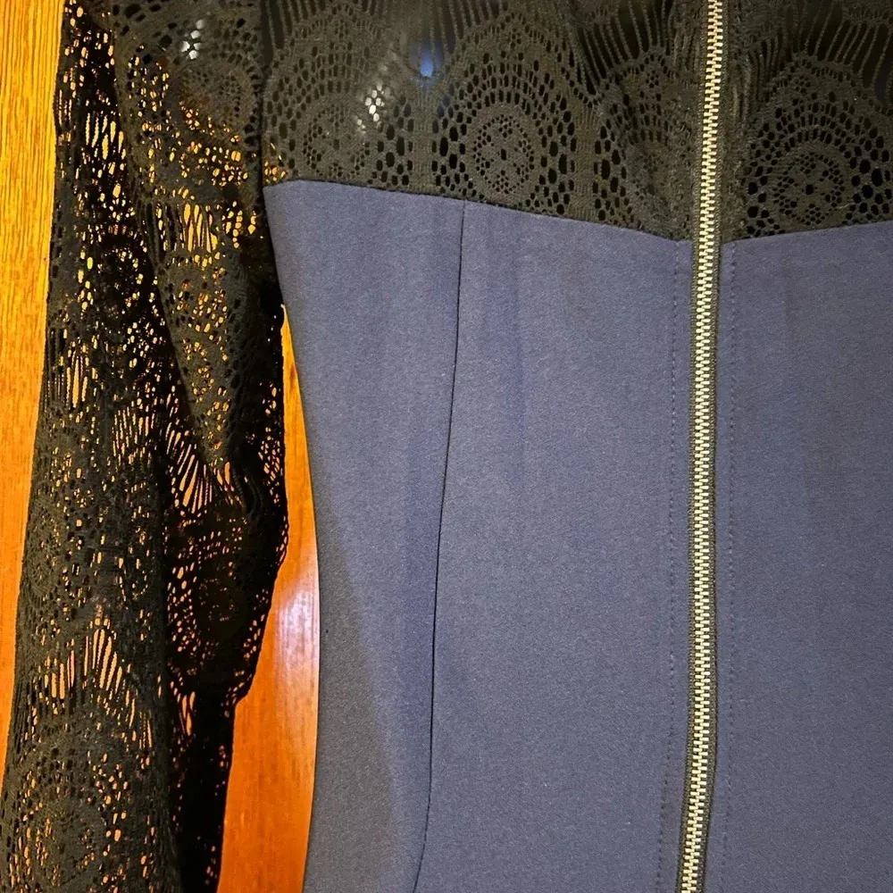 Xhilaration Navy Blue Dress Black Lace Long Sleeves Effortless Elegance Size XS - Image 13