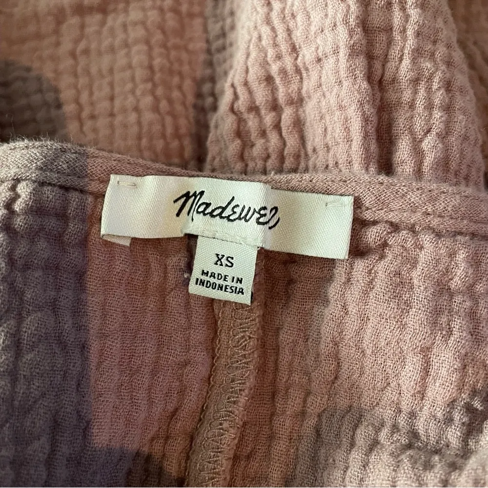 Madewell Lightspun Popover Tiered Mini Dress Mauve Shadow Size XS - Image 6