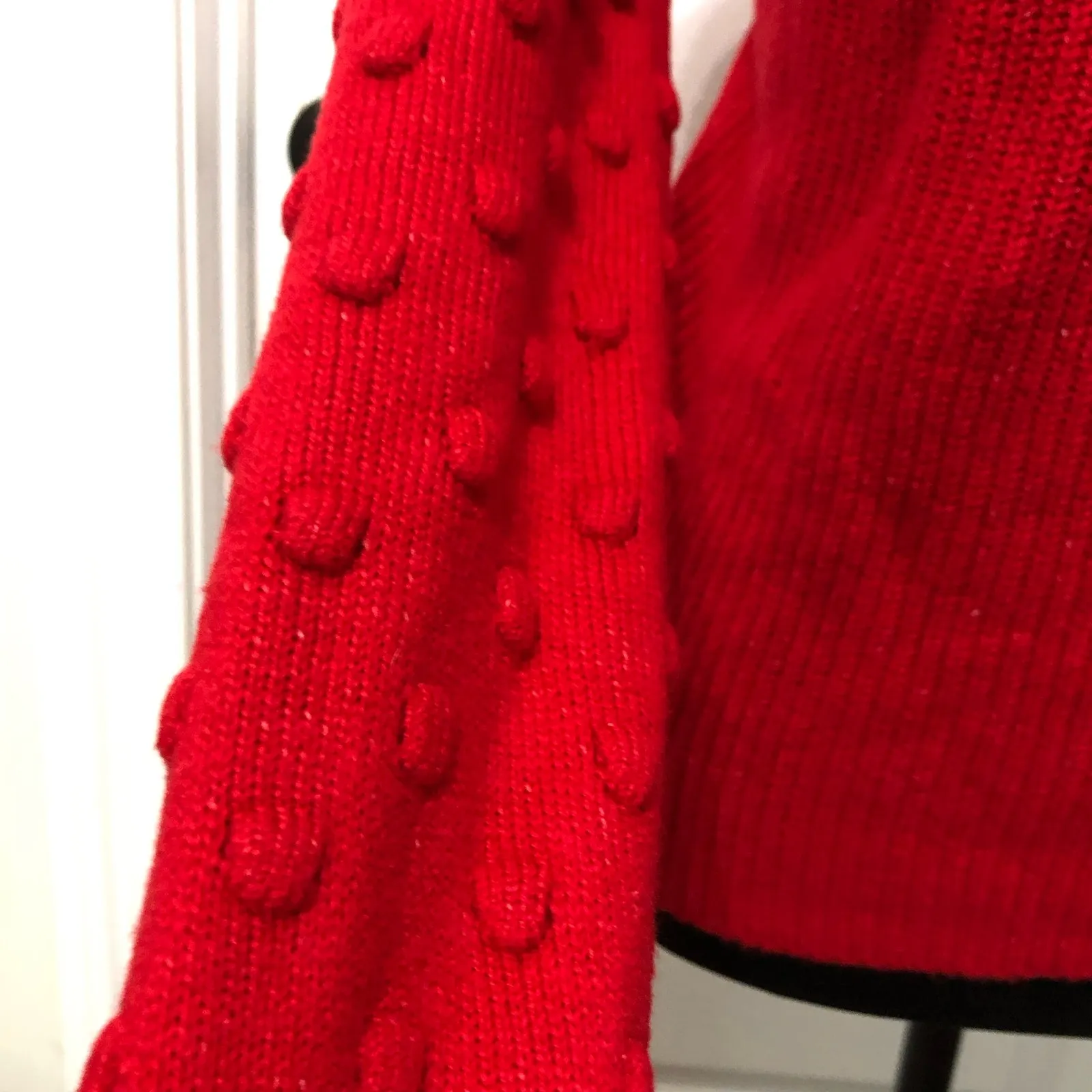 Cece Womens Sweater Size Small Red Bobble Detail Ribbed Crew Neck Pullover NWT - Image 4