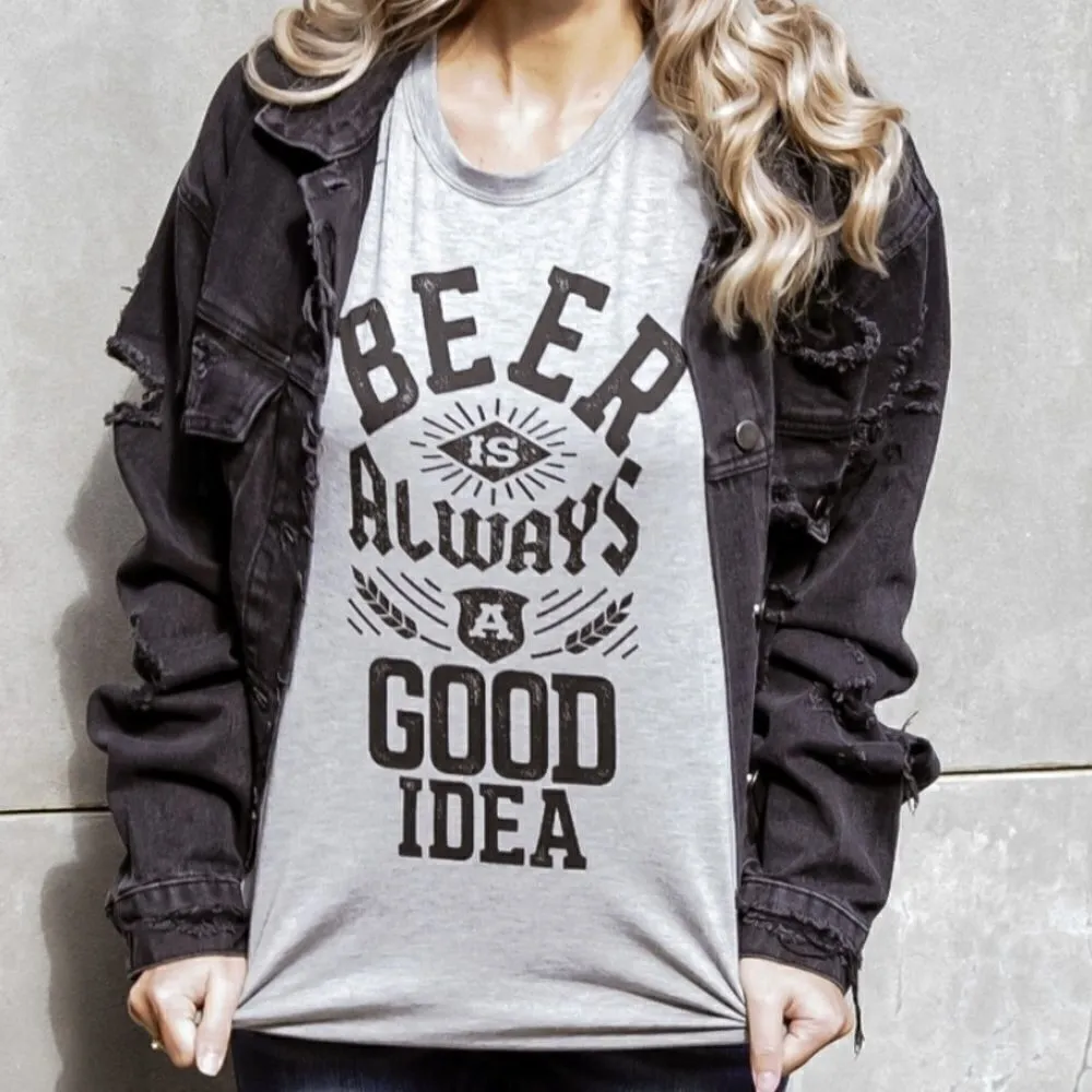 Sweet Claire “Beer is‎ Always a Good Idea” Graphic Tee - Image 4