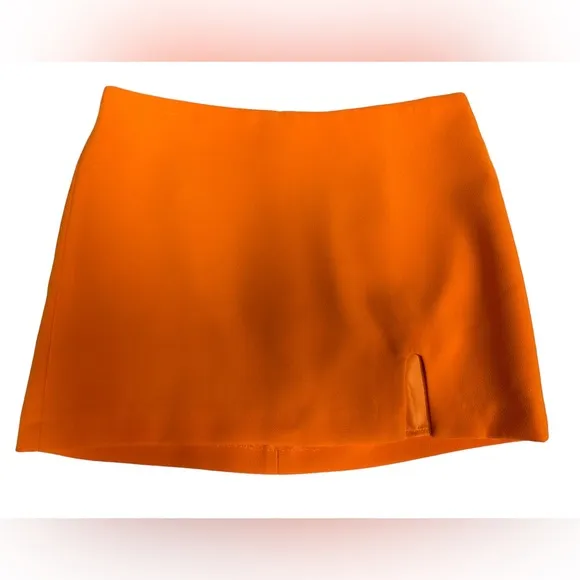 MANGO MNG Slit Hem Micro‎ Miniskirt Orange Size S NWOT Trendy Sexy - Image 11