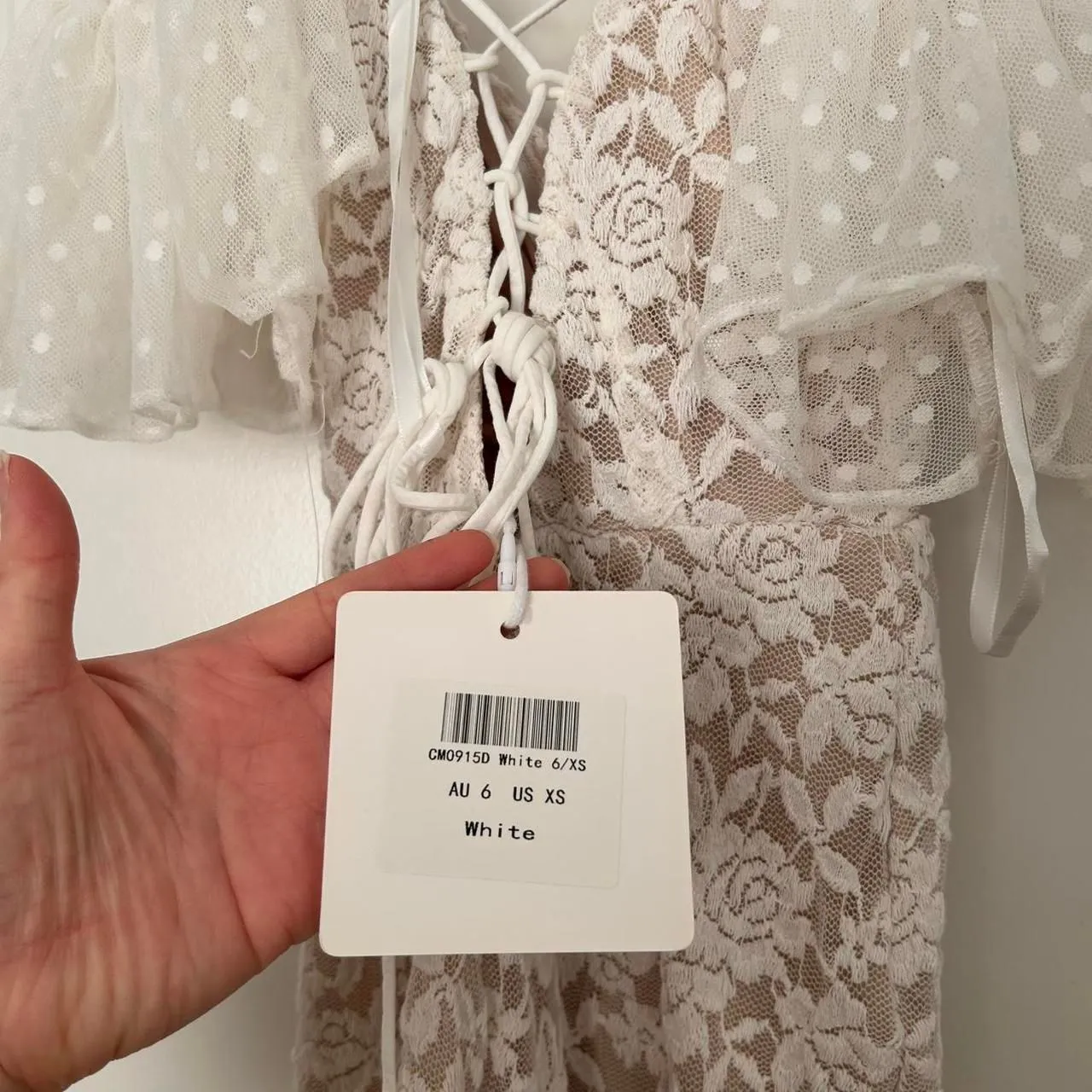 Selfie Leslie polka dot romantic coquette Lace-Up Mini Romantic Dress (XS, NWT) - Image 6