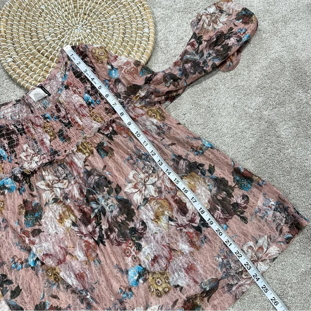 Anthropologie Akemi + Kin Floral Lace Patrizia Bell Sleeve Smocked Top Boho S - Image 15