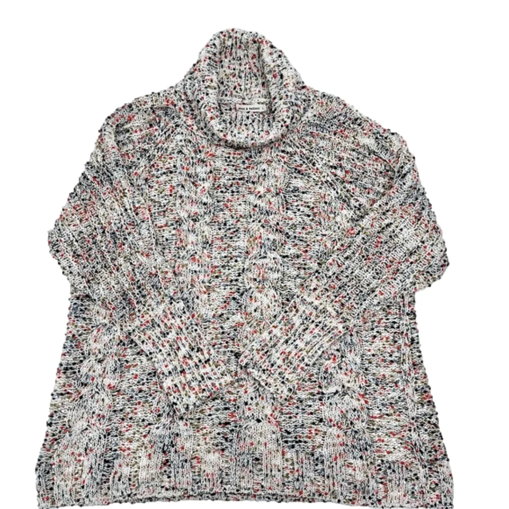 Moon & Madison Cream Color Flecks Chunky Cable Knit Turtleneck Sweater Large - Image 4