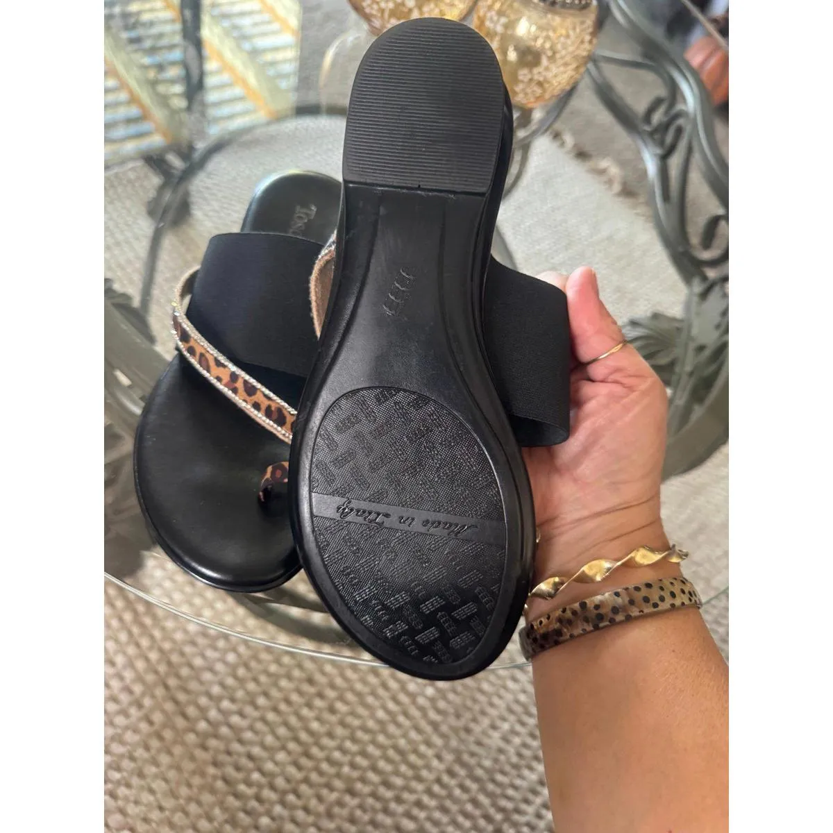 TOSCANELLA black & leopard sandals 9.5 - Image 6