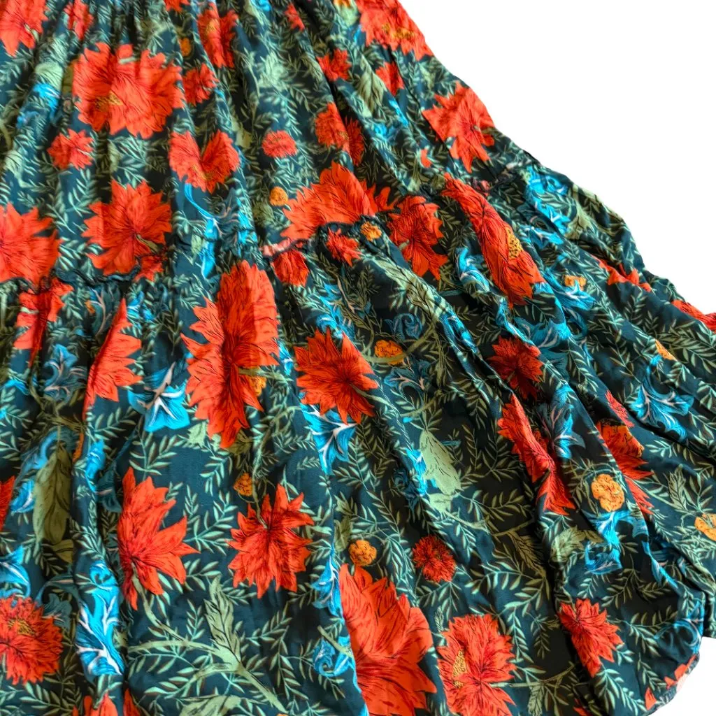 Abel the Label Green Red Strapless Dress Floral Print Maxi Length Size Small - Image 6