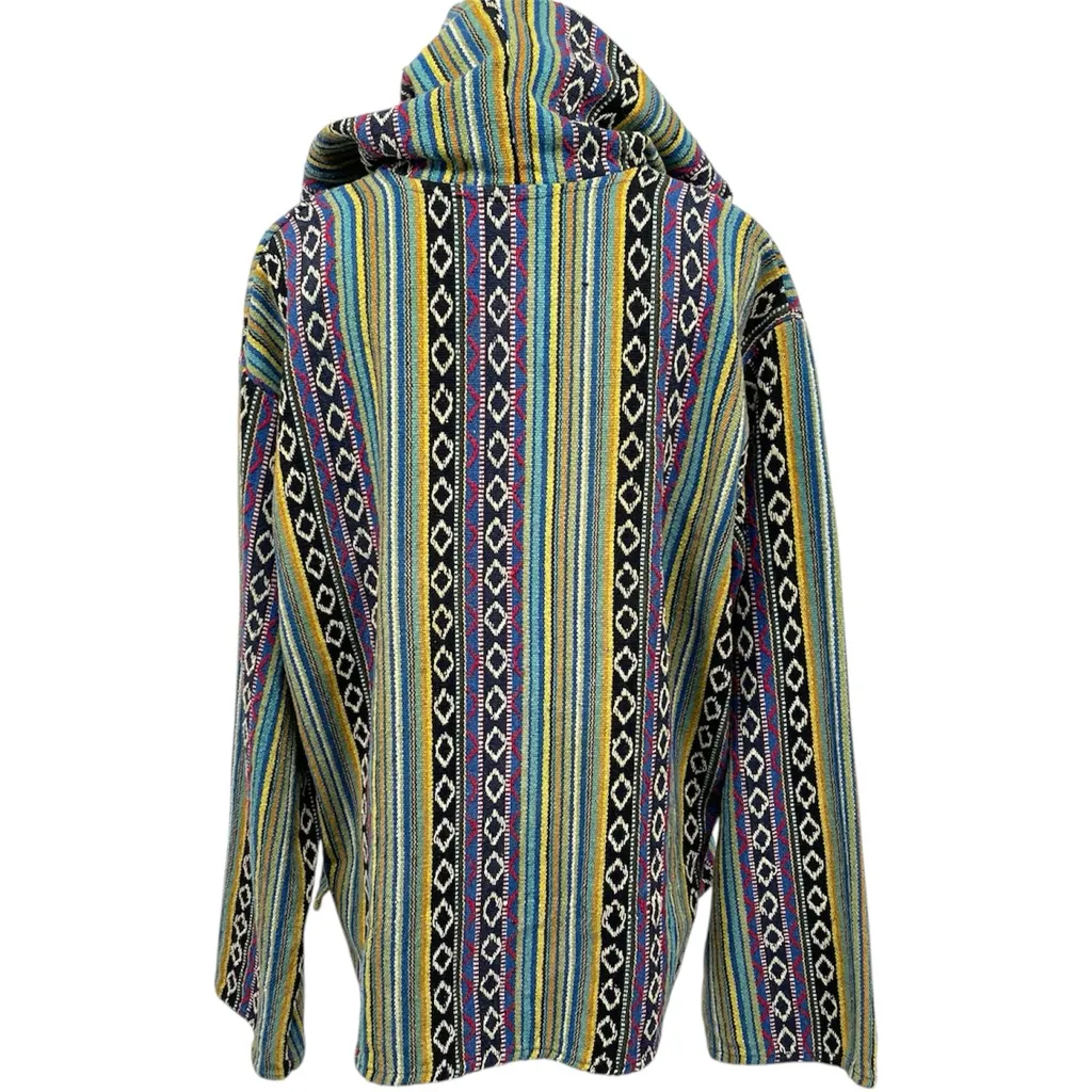 Baja Hoodie Pullover 1/4 Lace Up Front Women L Kangaroo Pocket Multicolor Unisex Blue Size undefined - Image 9