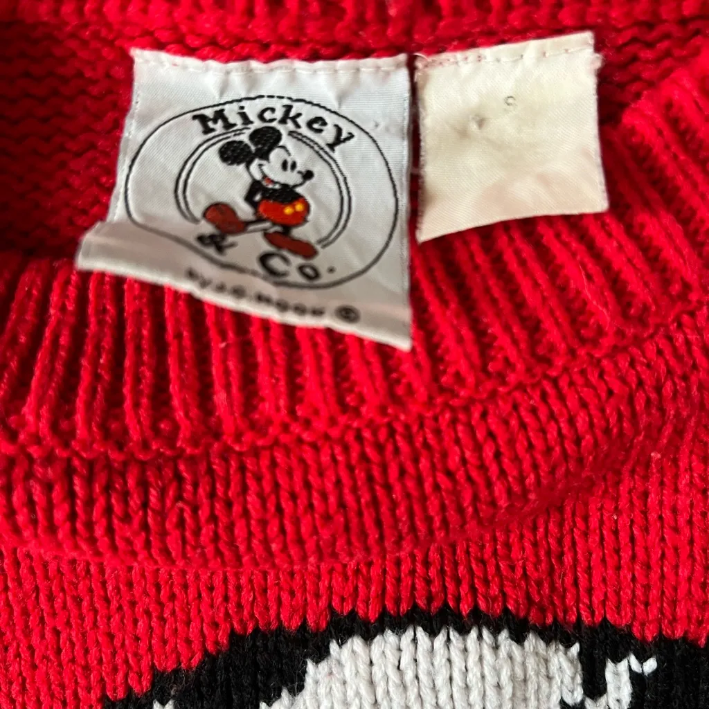 Vintage Disney Mickey Mouse Sweater Oversized Small Red - Image 4