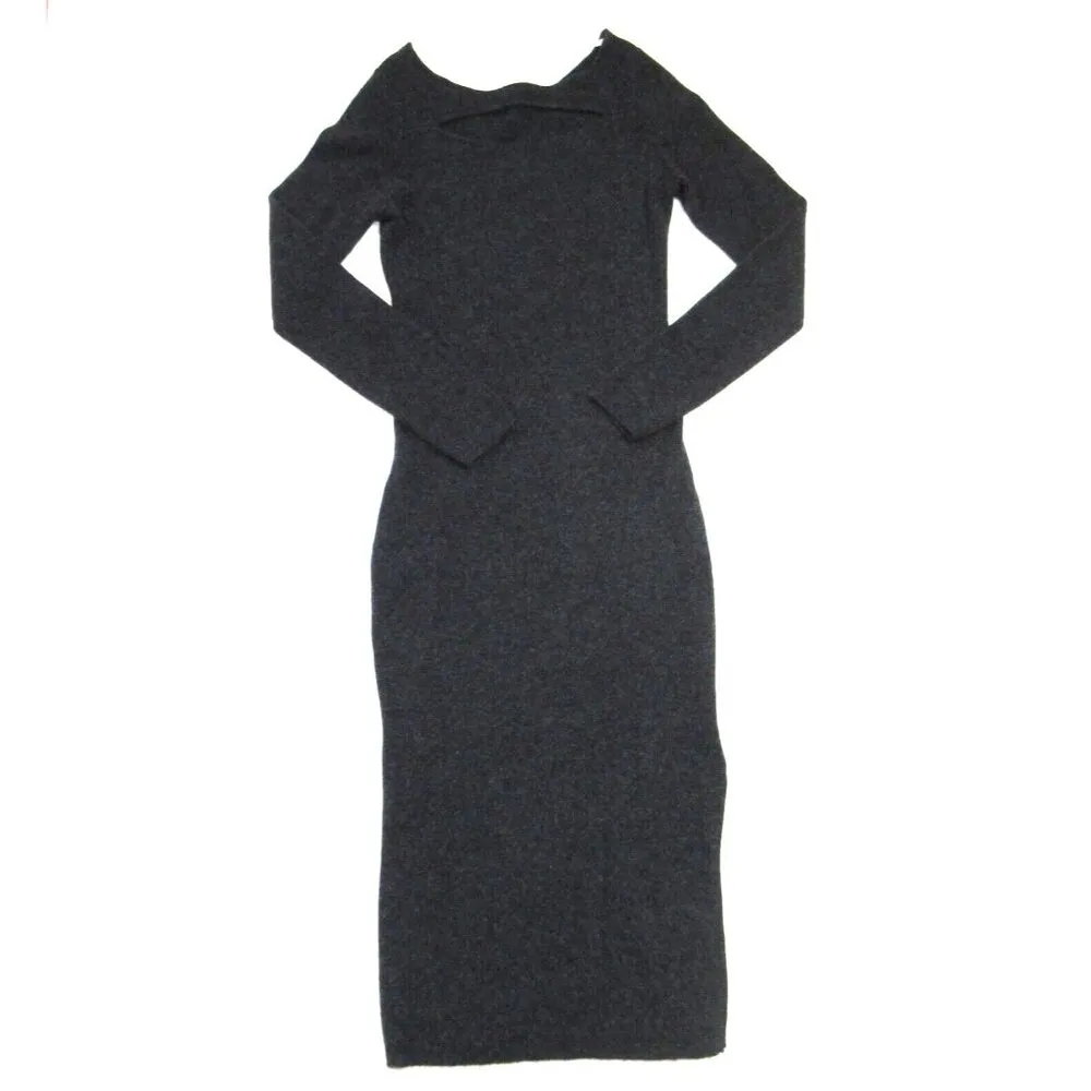 NWT Naadam Cashmere Cut Out Reversible Midi in Smoke Gray Sweater Dress M Size M - Image 4