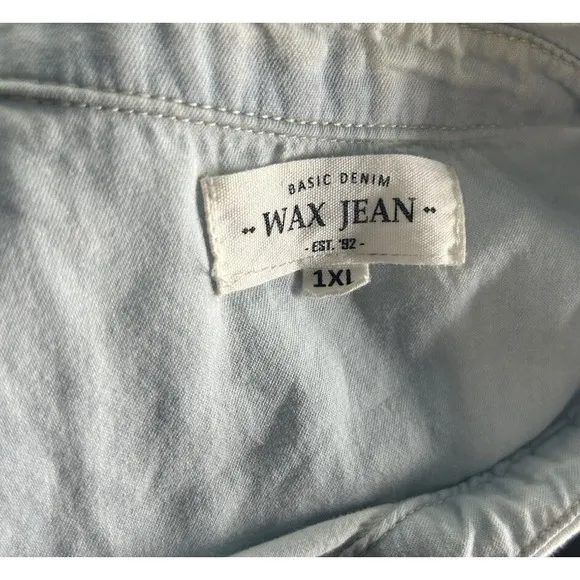 Wax Jean‎ Women's Light Blue Long Sleeve Button-Down Bleach Shirt Sz 1X Western - Image 4