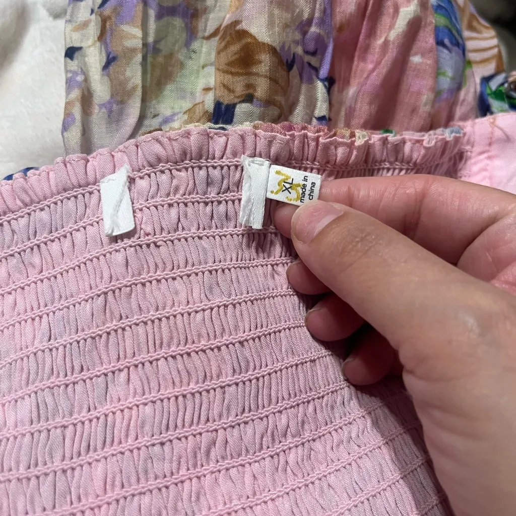 NEW ASTR Emine Pastel Pink Blue Floral Cutout Midi Dress Slit XL Revolve‎ - Image 10