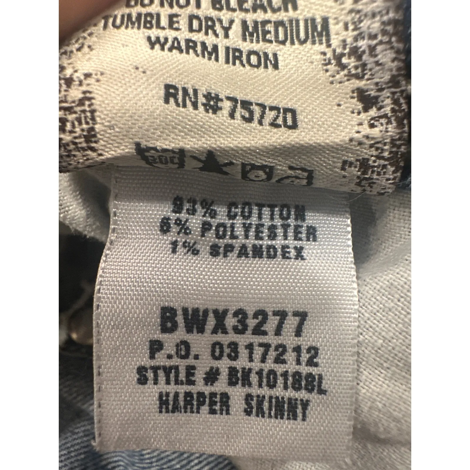 BKE Denim Harper skinnyJeans Blue Wash Embellished Pockets Straight Leg Size 29L - Image 11