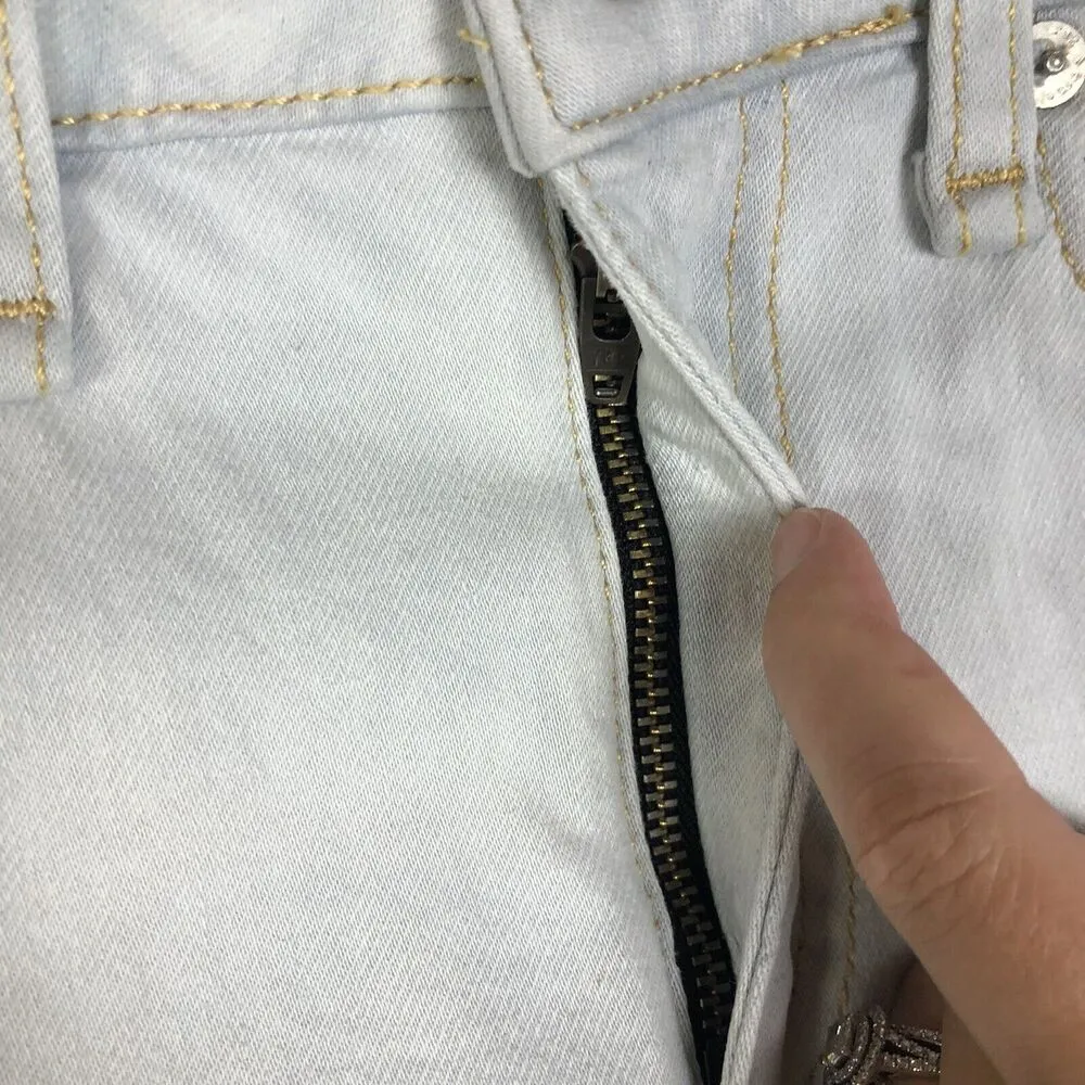 RAG & BONE Dre Low Rise Shorts Cut Of in Ditch Plains Light Wash Slim Fit Sz 24 - Image 4