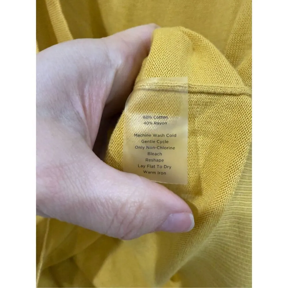 Talbots Mustard Yellow Tie Neck Sweater Women Top Blouse sz Large Petite - Image 4