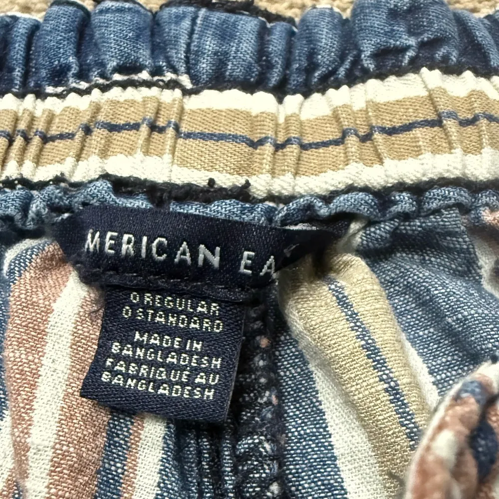 American Eagle 100% Cotton Blue Striped Pull On Wide Leg Capri Pants Size 0 - Image 5