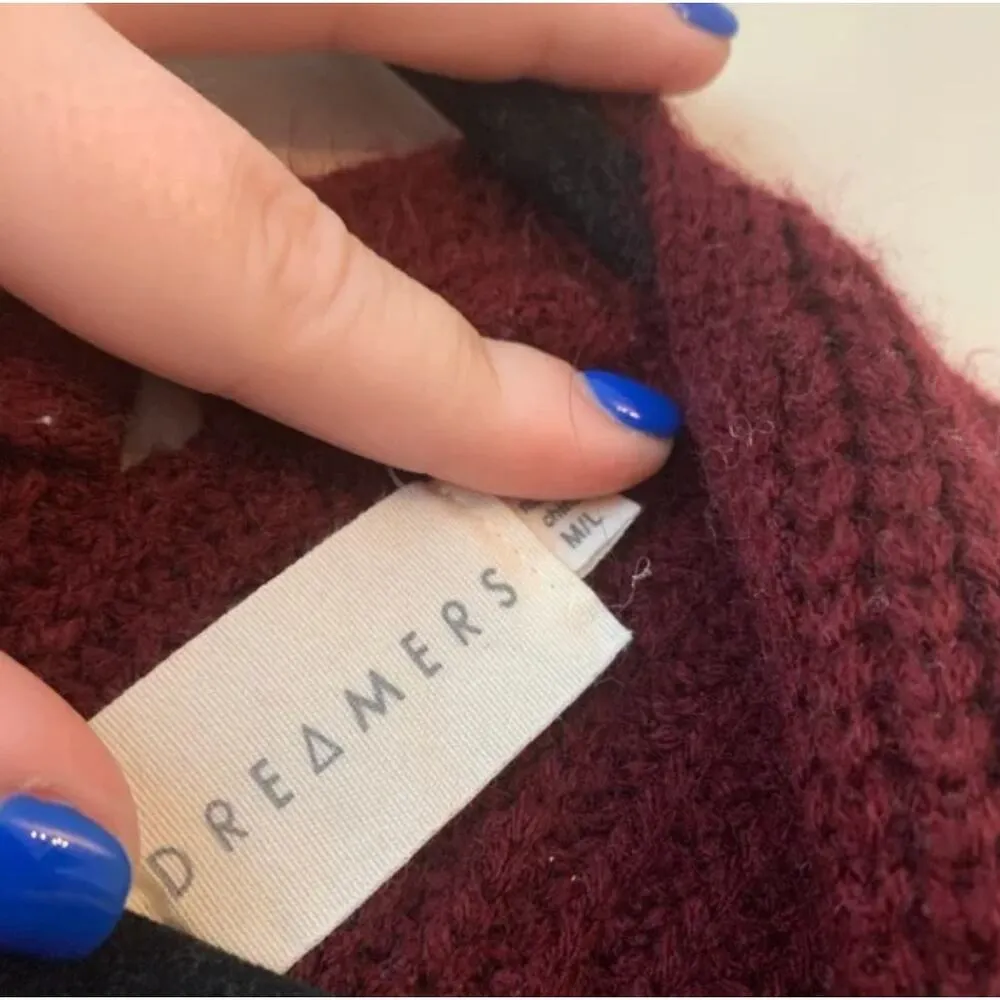 Dreamers Maroon Crisscross Lace Up Back Open Front Cardigan Sweater Size… - Image 3