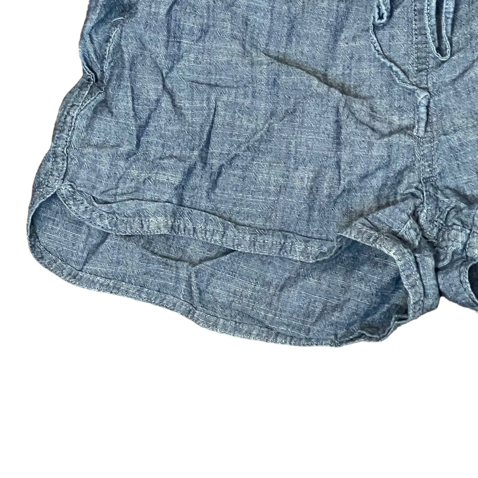 J.Crew Chambray Blue Shortie Shorts Women's XXS Drawstring Waist Split Side‎ Hem - Image 3