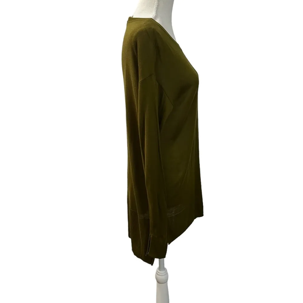 H&M Lightweight Knit Crewneck Sweater Tunic Sage Green Sz S - Image 4