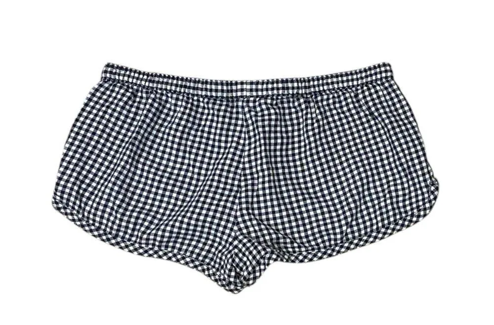 2008 gingham navy and white low rise micro pajama shorts - Image 3