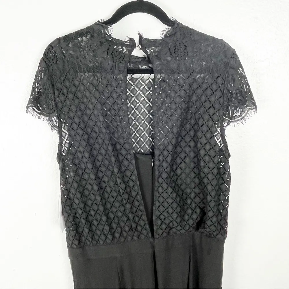 JULIA JORDAN Classic Black Illusion Lace Blousan Side Pocket Jumpsuit, Size 16 - Image 14