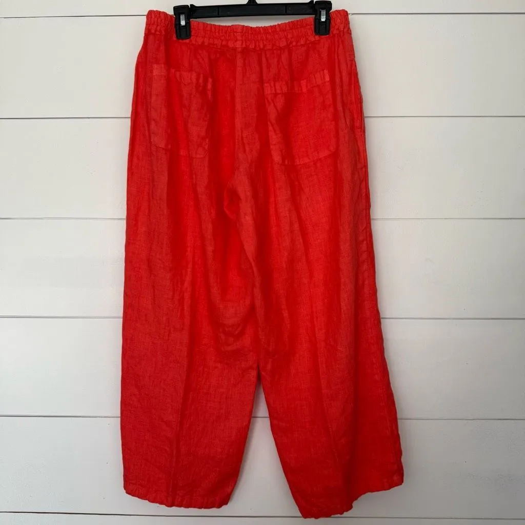 Haris Cotton Women’s Large Orange Gauze Linen Pants LagenLook Minimalist - Image 3