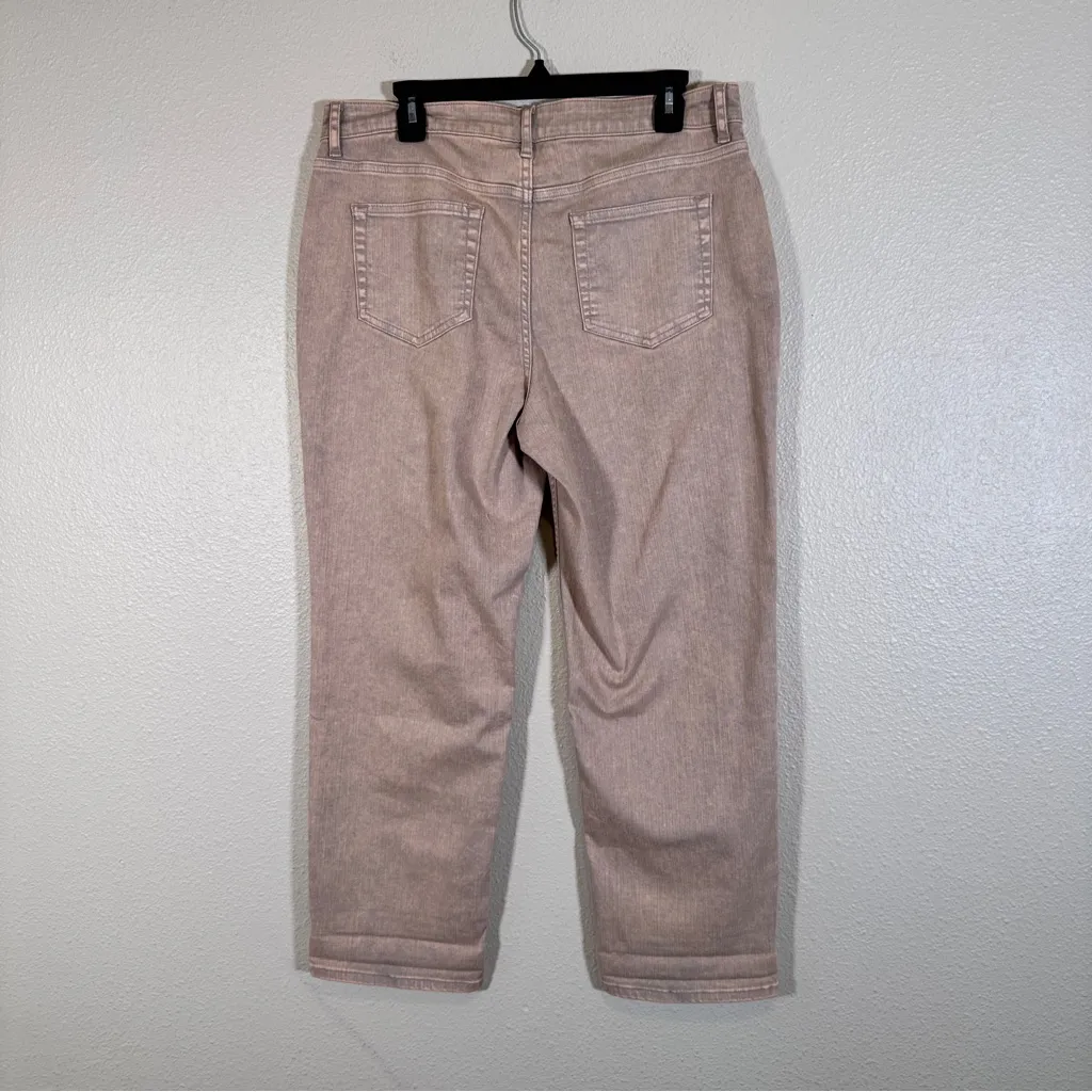 Logo Lori Goldstein Tan Acid Wash Boyfriend Fit Jeans Womens 12 Casual Baggy - Image 8