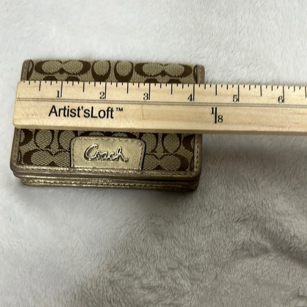 Coach Brown and Cream mini trifold Wallet - Image 9