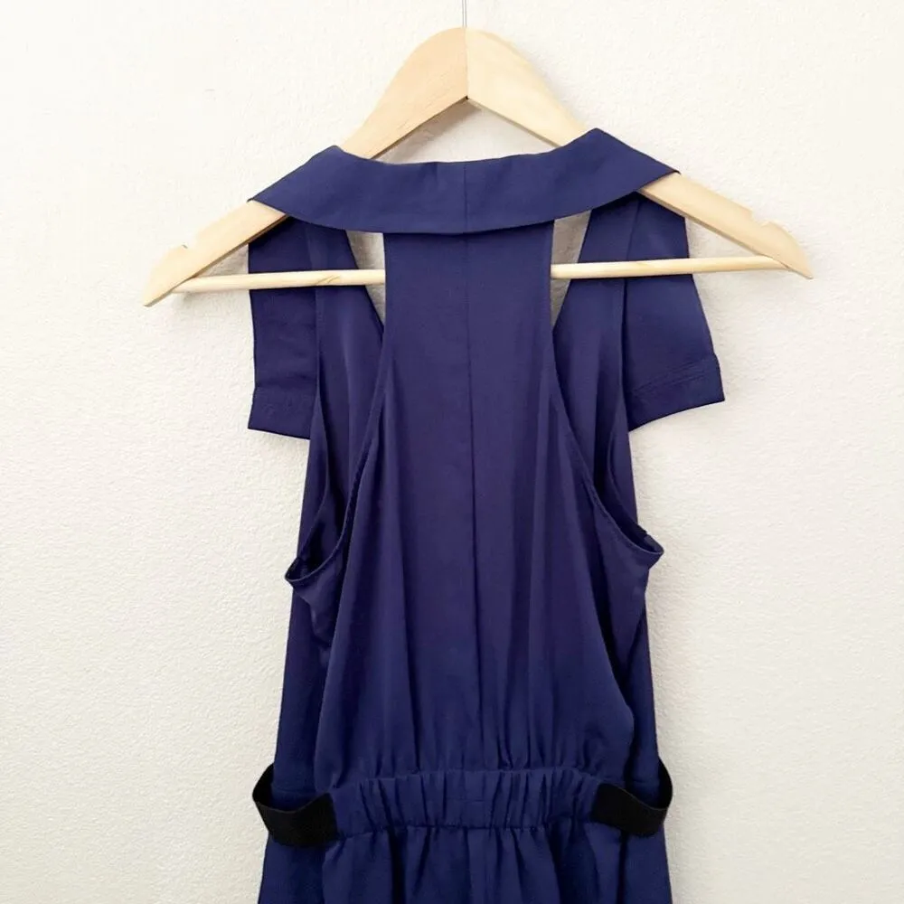 RACHEL ROY | Ruffle Front Black Elastic Waist Navy Blue Dress Racer Back | Small - Image 5