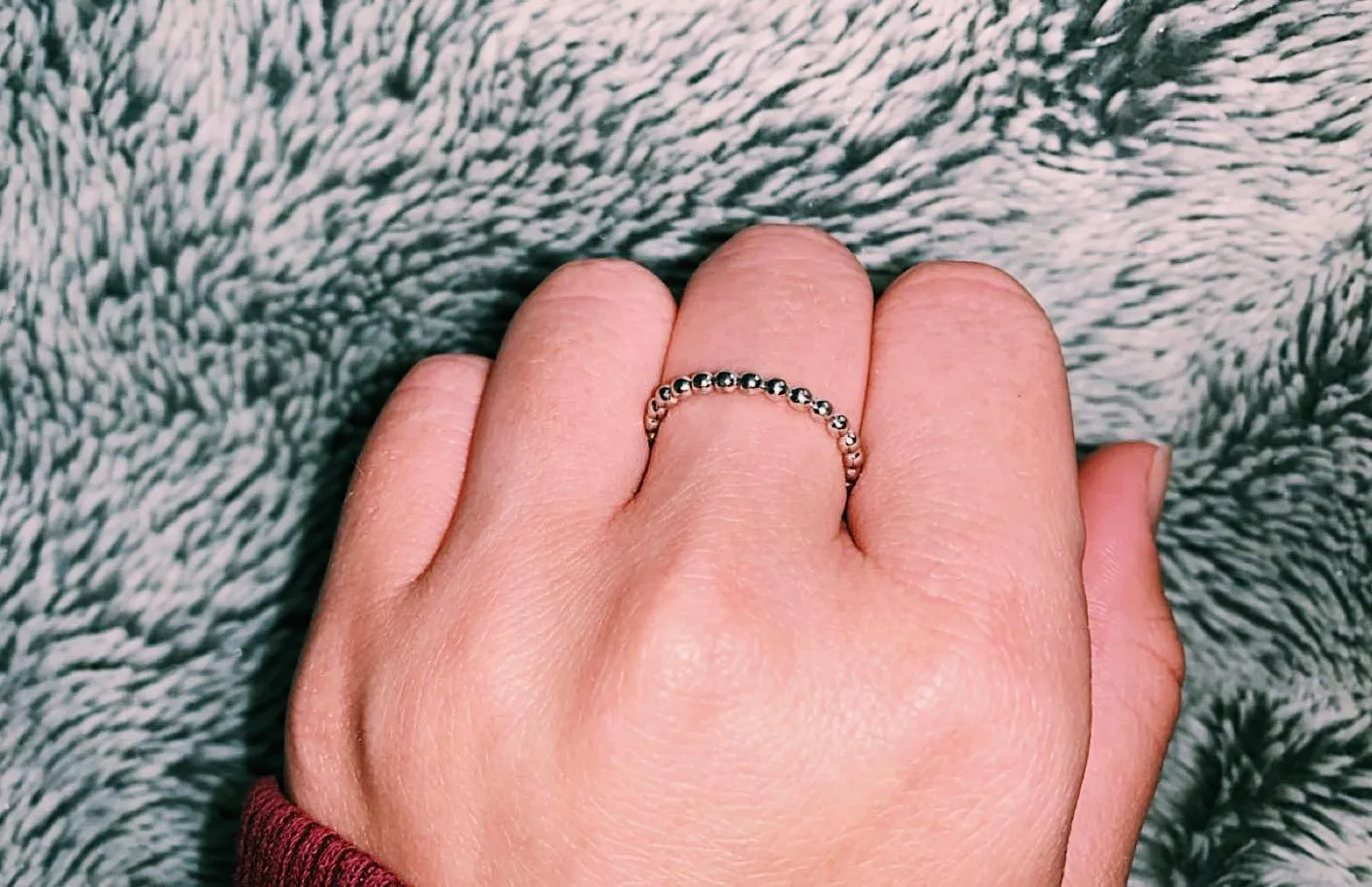 silver beaded ring - Image 3