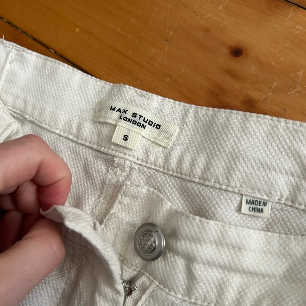 Max Studio Cream Textured Pants wide leg small pants - Image 3